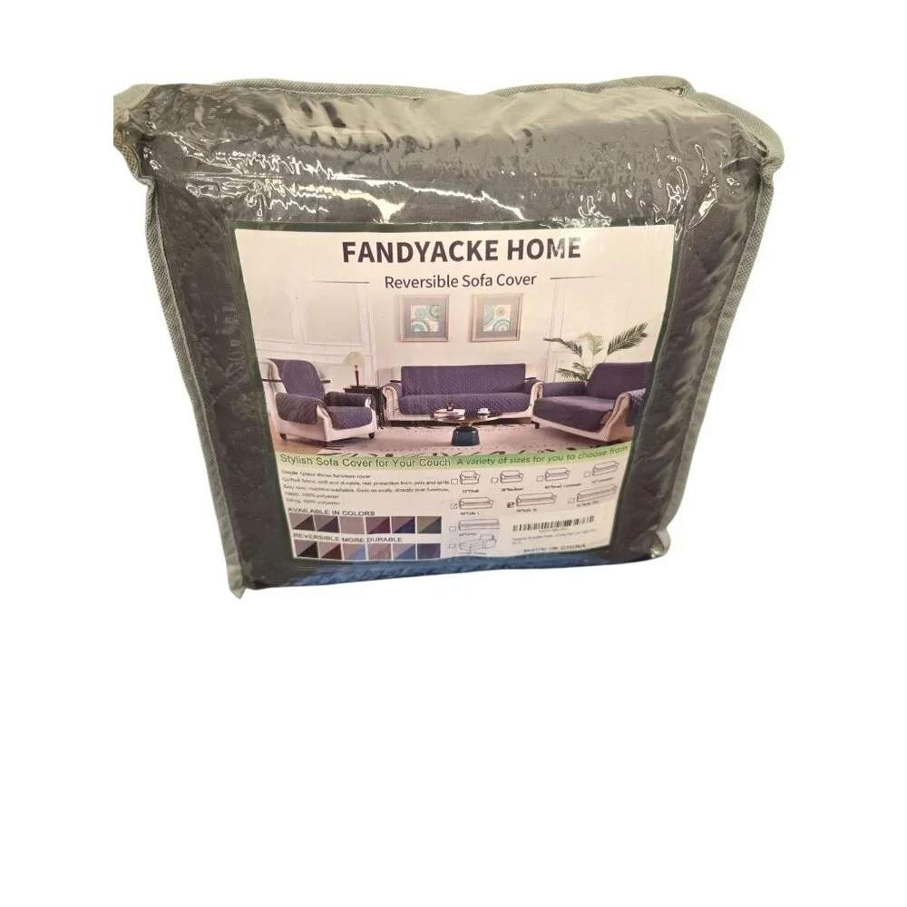 Fandyacke Home Reversible Sofa Cover Grey/ Light Grey 78in New